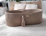 Łóżeczka i kojce - Kosz Mojżesza BOHO bawełniany Handmade z materacykiem - sand - miniaturka - grafika 1