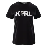 Koszulki i topy damskie - Damska Koszulka z krótkim rękawem KARL LAGERFELD IKONIK 2.0 KARL LOGO T-SHIRT 230W1706-999 – Czarny - miniaturka - grafika 1