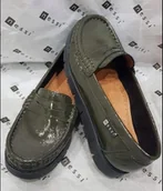 Mokasyny damskie - Nessi 76506 zielone khaki mokasyny półbuty damskie skóra lakierowana r.41 - miniaturka - grafika 1