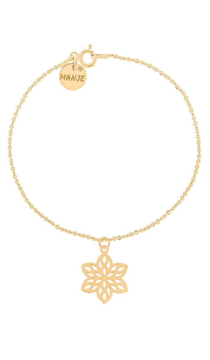 Pozłacana bransoletka z ażurowym kwiatkiem