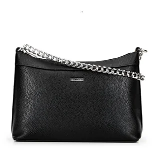 Damska torebka na ramię z ekoskóry czarno - srebrna - Torebki damskie Damska torebka na ramię z ekoskóry czarno - srebrna - Torebki damskie - miniaturka - grafika 1