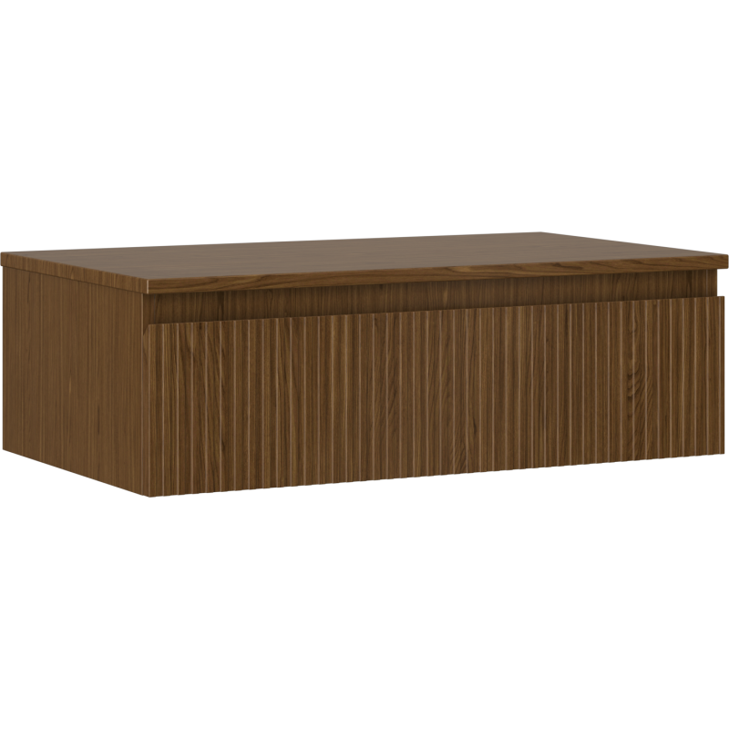 Mexen Rivel szafka łazienkowa podumywalkowa 80 cm z blatem, 1 szuflada, ryflowana , orzech - 91A20-08023-1-BFC86