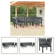 Meble ogrodowe - The Living Store 6-cz. zestaw wypoczynkowy do ogrodu - czarno-szary - polirattan - Zestaw Wypoczynkowy Do Ogrodu - miniaturka - grafika 1