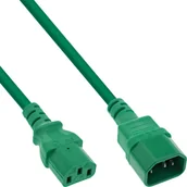 Kable - Kabel zasilający InLine InLine® Power cable extension, C13 to C14, green, 0.75m - miniaturka - grafika 1
