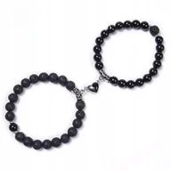 Bransoletki - Komplet Bransoletek dla Dwojga Serce Czarna i Lawa Wulkaniczna Symbol Uczuć - miniaturka - grafika 1