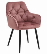 Krzesła - Krzesło JORK - róż aksamit / nogi czarne x 1 - miniaturka - grafika 1