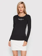 Bluzki damskie - Pepe Jeans Bluzka New Virginia PL505203 Czarny Slim Fit - miniaturka - grafika 1