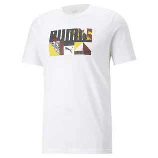 Koszulki sportowe męskie - Męska Koszulka PUMA MONOGRAM GRAPHIC TEE PUMA WHITE 67176602 – Biały - grafika 1