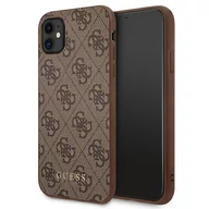 Etui i futerały do telefonów - Etui Guess do iPhone 11 6,1" brązowy hardcase 4G Metal Gold Logo - miniaturka - grafika 1