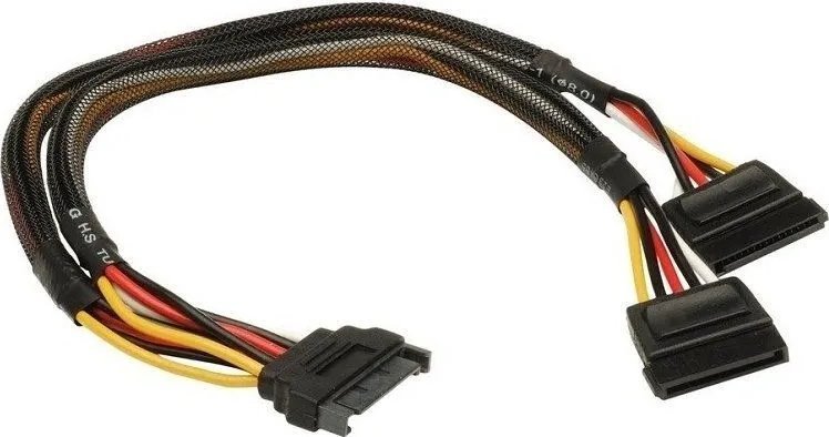 Akasa SATA 15-pin - SATA 15-pin x2, 0.3m, Czarny AK-CBPW05-KT02