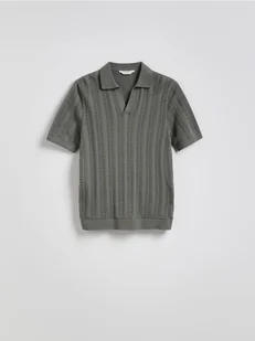 Reserved - Bawełniany sweter polo - jasnozielony - Swetry męskie - miniaturka - grafika 1