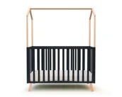 Łóżeczka i kojce - Rozkładane łóżko kabinowe dla dzieci z lakierowanego drewna bukowego i grafitowo-szarego 60 x 120 cm - miniaturka - grafika 1