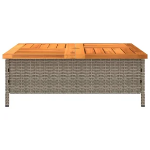Stolik ogrodowy, szary, 70x70x25 cm, rattan i drewno akacjowe Lumarko! - Stoły ogrodowe - miniaturka - grafika 7