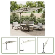 Parasole ogrodowe - The Living Store Parasol wiszący z aluminiowym słupkiem - piaskowy - 400x300 cm - Parasol Wiszący - miniaturka - grafika 1