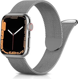 PASEK DO ZEGARKA APPLE WATCH 1/2/3/4/5/6/7/8/9/SE 38/40/41mm SZARY STAL - Akcesoria do smartwatchy - miniaturka - grafika 1