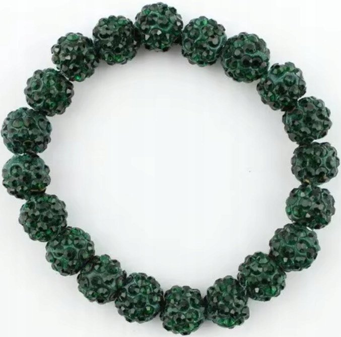 Zielona Bransoletka z Koralików Shamballa Elastyczna Ręcznie Robiona