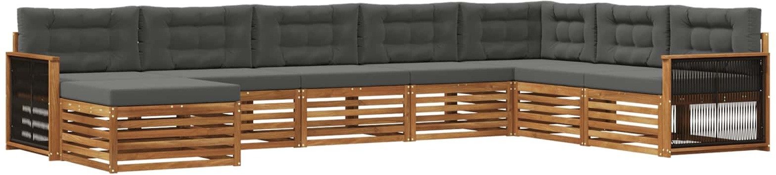 vidaXL Zestaw sof na zewnątrz z poduszką 8 pcs Naturalny i Antracytowy