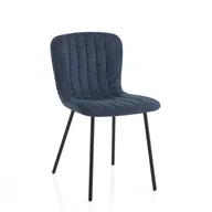 Krzesła - Zestaw 4 krzeseł COSY Blue w niebieskiej tkaninie, z matowoczarną metalową ramą i regulowanymi nóżkami, idealny do nowoczesnych salonów i kuchni - miniaturka - grafika 1