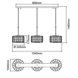 Brilliant Żyrandol Woodline, bambusowe klosze, 3-punktowy - Lampy sufitowe - miniaturka - grafika 2