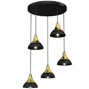 Lampy sufitowe - Luminex Nergis 3694 lampa wisząca zwis 5x60W E27 czarny/złoty - miniaturka - grafika 1