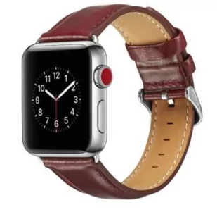Opaska Pasek Bransoletka Genue Leather Apple Watch 1/2/3/4/5/6/7/8/Ultra/Se 42/44/45/49Mm Bordowa - Akcesoria do smartwatchy - miniaturka - grafika 1