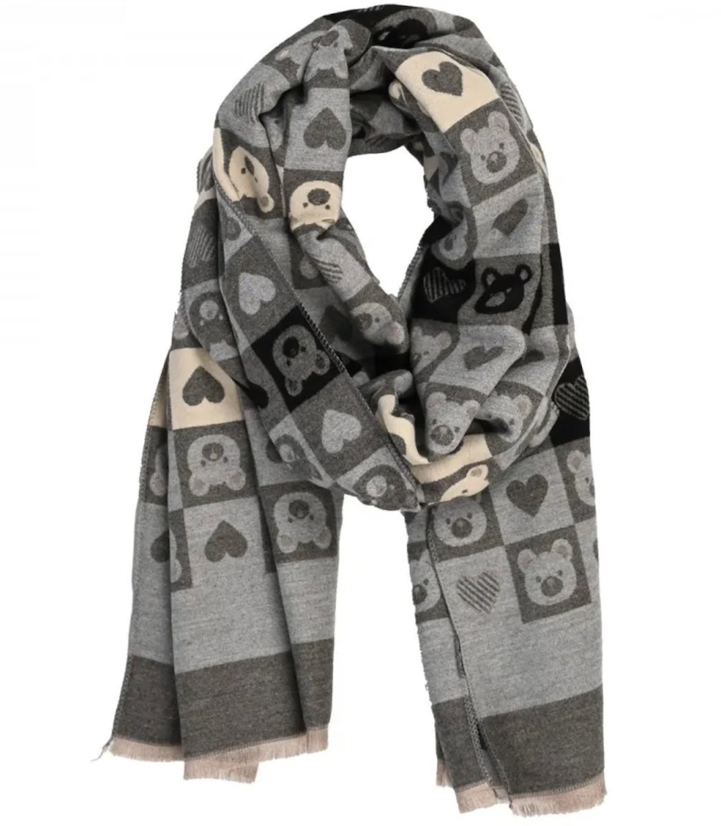 Ciepły stylowy szal szalik wzór w misie miękki gładki 180x65 cm