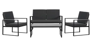 VELACO Zestaw mebli ogrodowych metalowych stół, sofa oraz fotele Carter kolor czarny - Meble ogrodowe - miniaturka - grafika 1