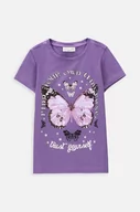 Koszulki dla dziewczynek - Coccodrillo t-shirt dziecięcy kolor fioletowy - miniaturka - grafika 1