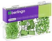 Spinacze i klipsy do papieru - Zestaw zielony: 70 spinaczy, 40 pinezek tablicowych, 10 klipów, Berlingo - miniaturka - grafika 1