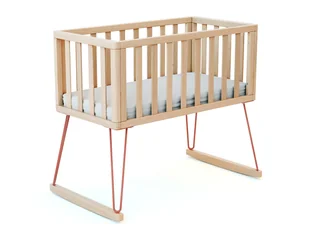 JURABABY - TYLKO Drewniana kołyska bujana z terakoty 40 x 80 cm - Łóżeczka i kojce - miniaturka - grafika 1