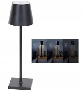 Elegancka Nowoczesna Lampa Stołowa Led Bezprzewodowa Sterowanie Dotykowe Czarna - Lampy stojące - miniaturka - grafika 1