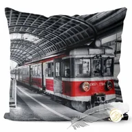 Poszewki na poduszki - Poszewka 3D bawełna satyna 70X80cm CZERWONY POCIĄG - miniaturka - grafika 1
