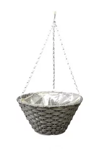 Kosz wiszący na kwiaty, wisząca donica, technoratan  21B035 PE - Donice - miniaturka - grafika 1