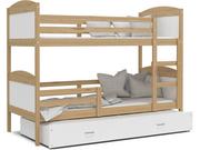 Łóżka dla dzieci i młodzieży - Łóżko piętrowe 190x80 sosna biel MATEUSZ 3 - miniaturka - grafika 1