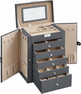 Pudełka i szkatułki - SONGMICS szkatułka na biżuterię, duża 6-poziomowa, XL szara JBC15G01 - miniaturka - grafika 1