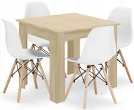 Stoły z krzesłami - Stół dąb sonoma z 4 białymi krzesłami N0-M90 - miniaturka - grafika 1
