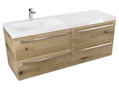 Szafki łazienkowe - Szafka Wisząca Z Umywalką ATHD 120 cm S Lewa - Dąb Evoke Coast Mat - Uchwyty Stal Szczotkowana - miniaturka - grafika 1