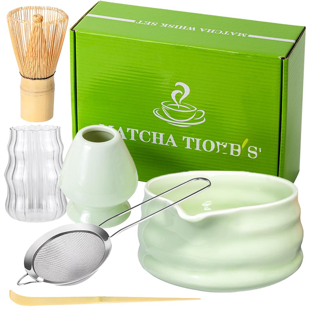 Zestaw Prezentowy Do Herbaty Matcha Czarka Miotełka Podstawka Łyżeczka