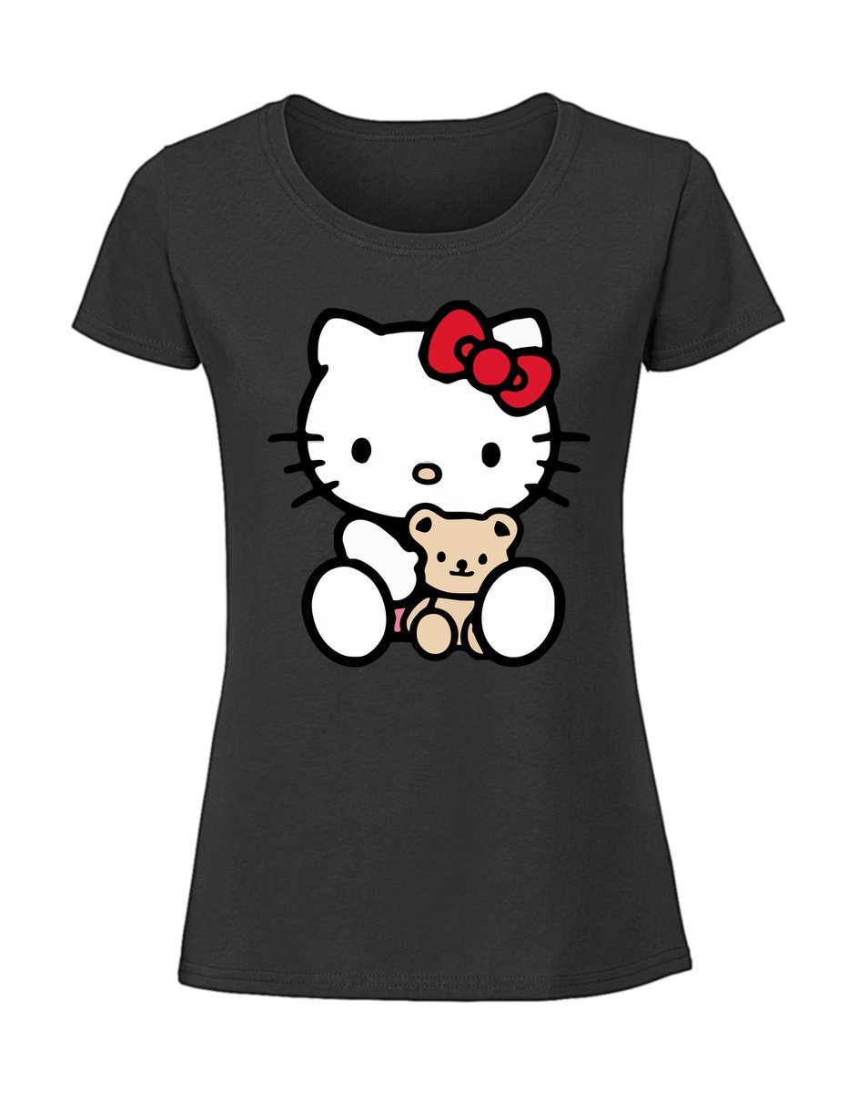 Damska koszulka z nadrukiem - Hello kitty czarny XXL