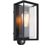 Lampy ogrodowe - Globo 31982SS -Kinkiet zewnętrzny z czujnikiem LOGANA 1xE27/60W/230V IP44 czarny - miniaturka - grafika 1