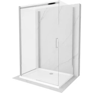 Mexen Omega kabina prysznicowa 3-ścienna, rozsuwana 130x100 cm, transparent, chrom + brodzik Flat 5905315011176 - Kabiny prysznicowe - miniaturka - grafika 1