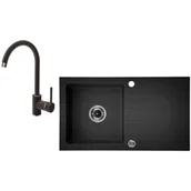 Zlewozmywaki z baterią - DEANTE Zestaw DEANTE ZQZV2113 zlew ZORBA + bateria NEMEZJA (kolor GRAFITOWY) ZQZV2113 - miniaturka - grafika 1