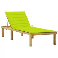 Leżaki ogrodowe - vidaXL Leżak z jasnozieloną poduszką, impregnowane drewno sosnowe! 3065860 - miniaturka - grafika 1