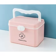 Pudła i pojemniki do przechowywania - Organizer, kasetka, szkatułka na leki Różowa CB28R - miniaturka - grafika 1