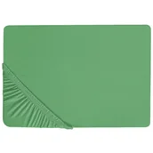 Prześcieradła - Bawełniane prześcieradło z gumką 140 x 200 cm zielone JANBU - miniaturka - grafika 1