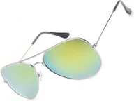 Okulary przeciwsłoneczne - INF Stylowe okulary przeciwsłoneczne w srebrnej oprawce z soczewkami polaryzacyjnymi Zielony - miniaturka - grafika 1