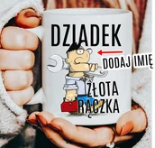 Gadżety dla niej i dla niego - Kubek dla dziadka z imieniem dziadek złota rączka - miniaturka - grafika 1