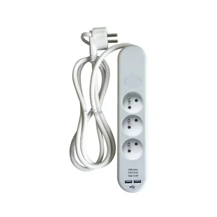 HBF LEXMAN listwowy z wyłącznikiem 3x2P 2 x USB 1.5 m LEXMAN - Przedłużacze i rozgałęźniki - miniaturka - grafika 1