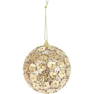 Bombka CHRISTMAS DECORATION z Cekinami 8 cm Złoty - Bombki - miniaturka - grafika 1