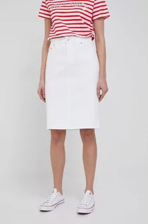 Spódnice - Lauren Ralph Lauren spódnica jeansowa kolor biały mini prosta - grafika 1